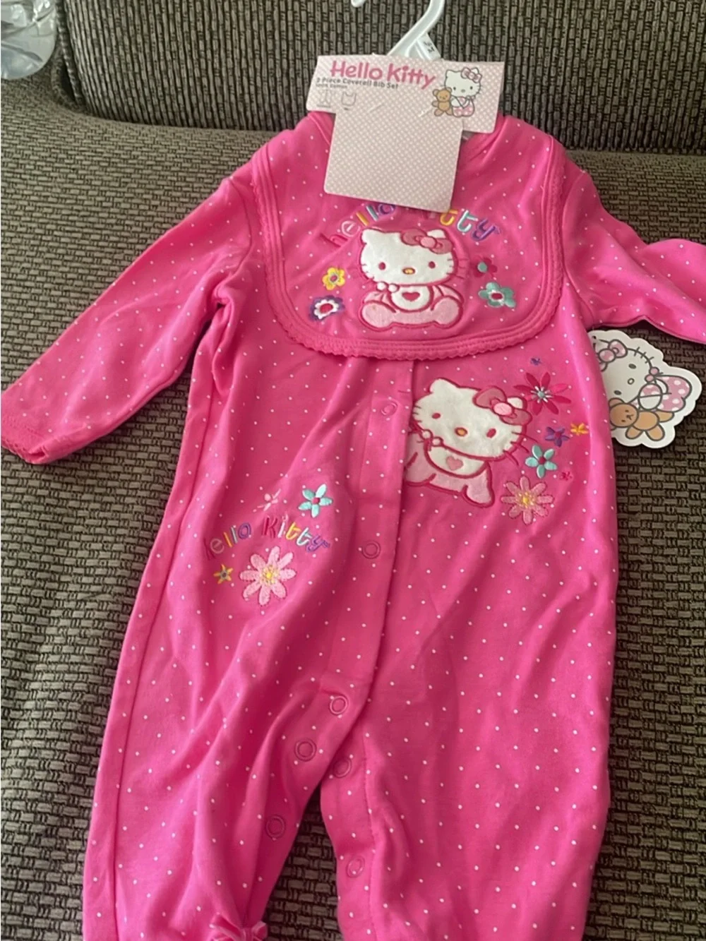 Sanrio Hello Kitty Pink Polka-Dot Footed One-Piece